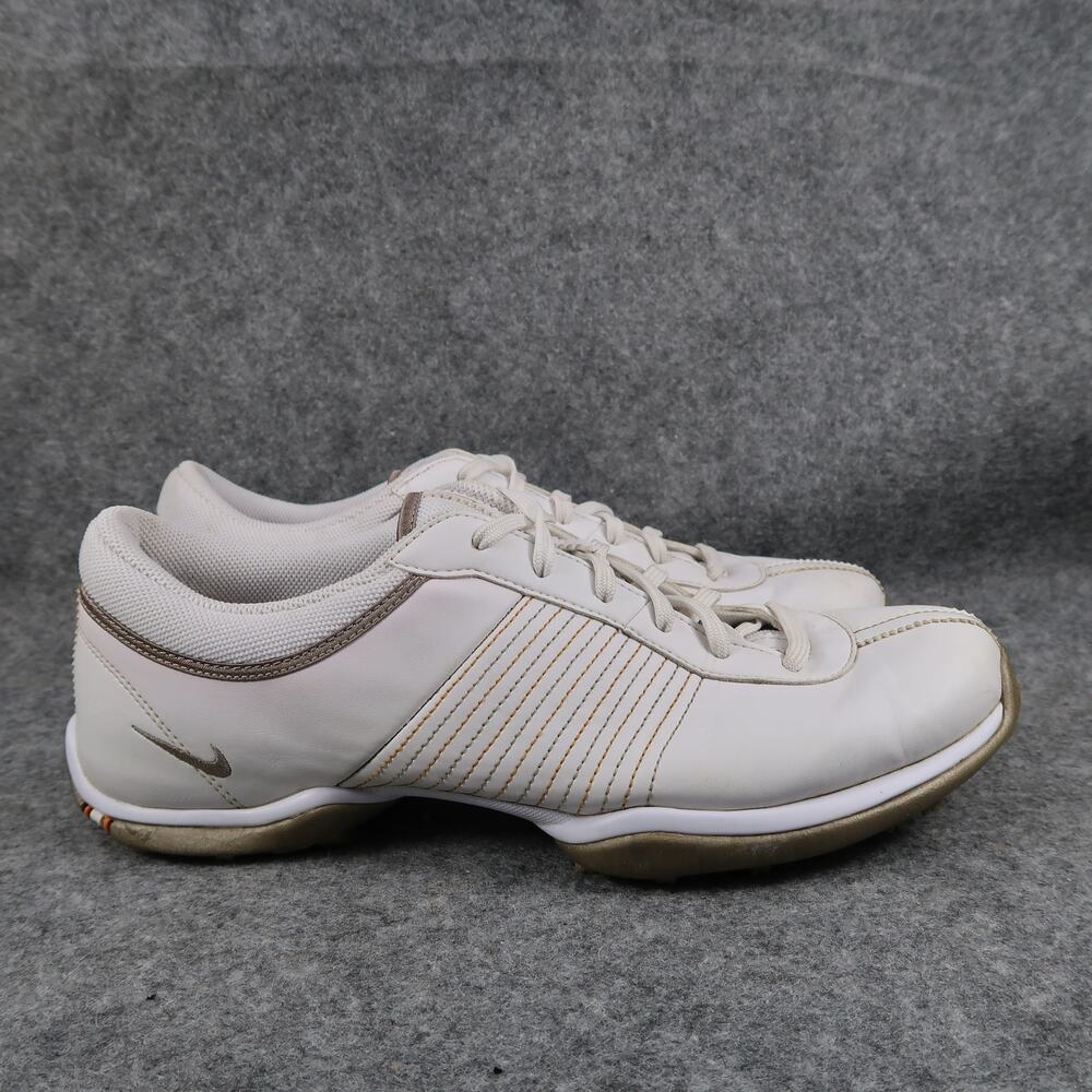 Nike Golf Shoes Womens 9 Power Channel Sport Spike Sneaker White Leather Lace up